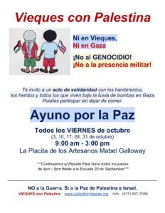 Vieques se une en Ayuno por la Paz: Solidaridad con Palestina